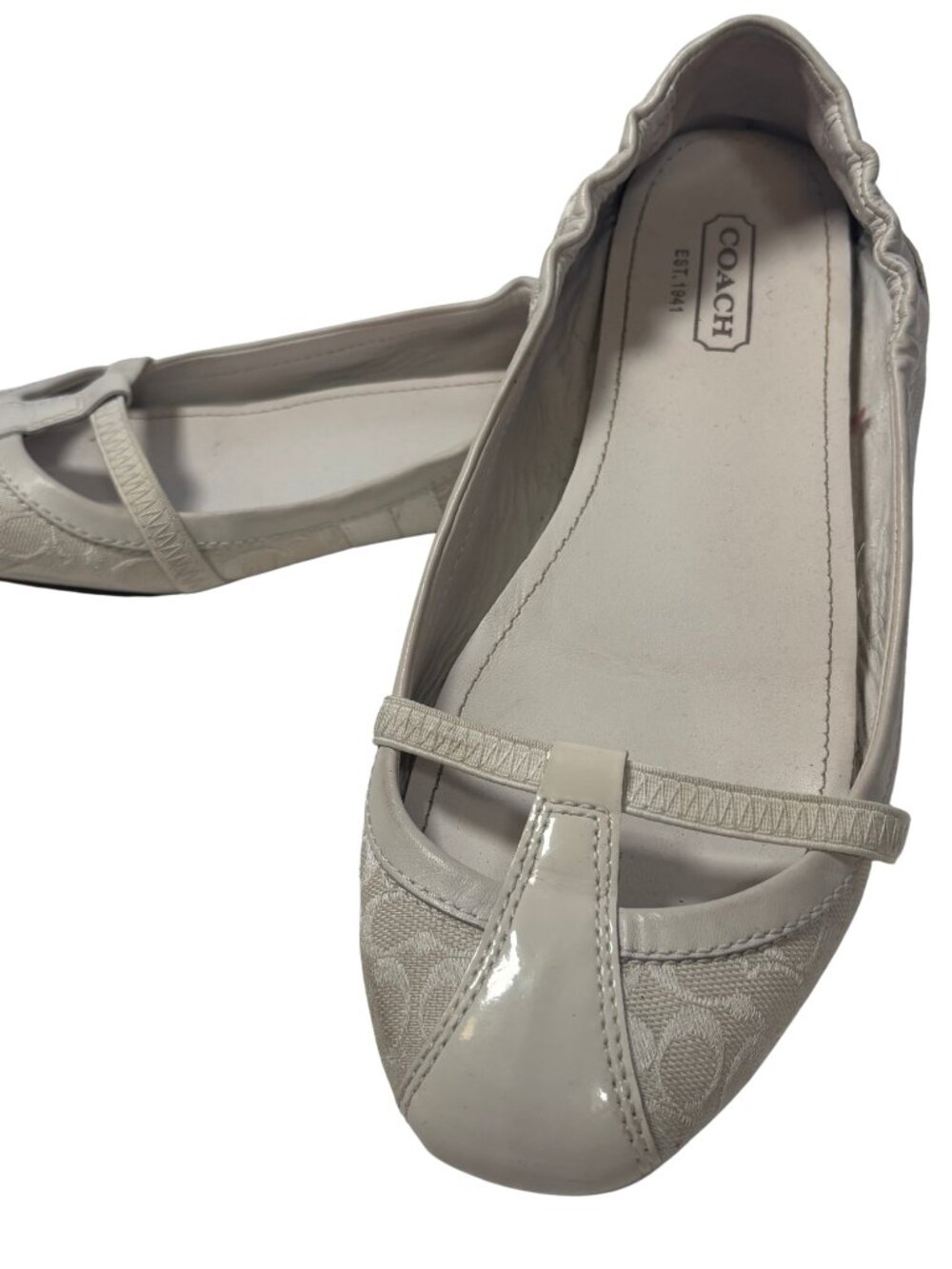 Vintage Coach White Leather/ Canvas Logo Verra Ballerina Flats (Size 9)